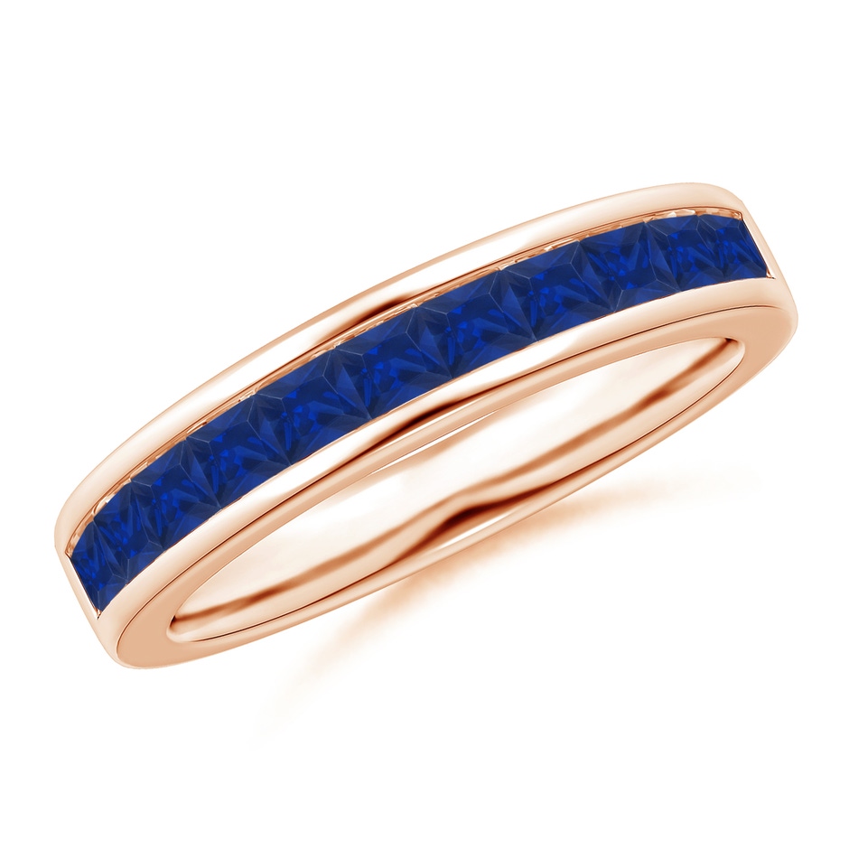 2.4mm AAA Channel Set Square Sapphire Half Eternity Ring in 18K Rose Gold 