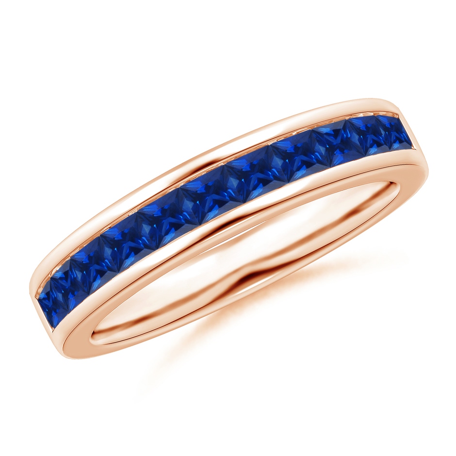 2.4mm AAAA Channel Set Square Sapphire Half Eternity Ring in 18K Rose Gold 