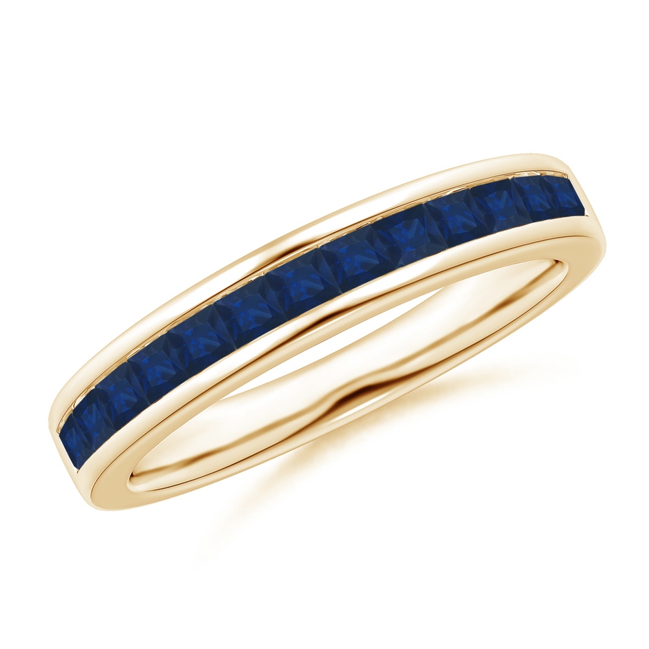 2mm AA Channel Set Square Sapphire Half Eternity Ring in Yellow Gold 