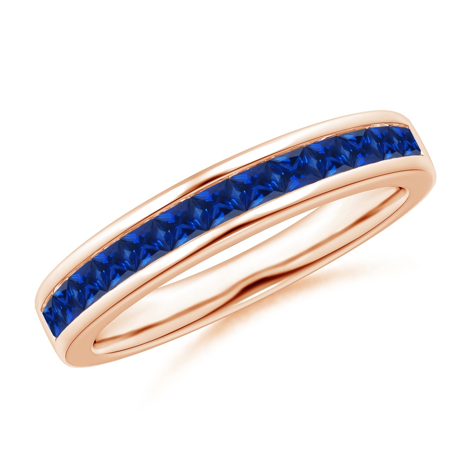 2mm AAAA Channel Set Square Sapphire Half Eternity Ring in 18K Rose Gold 