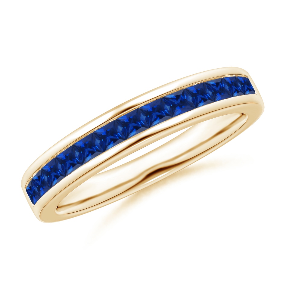 2mm AAAA Channel Set Square Sapphire Half Eternity Ring in 18K Yellow Gold 