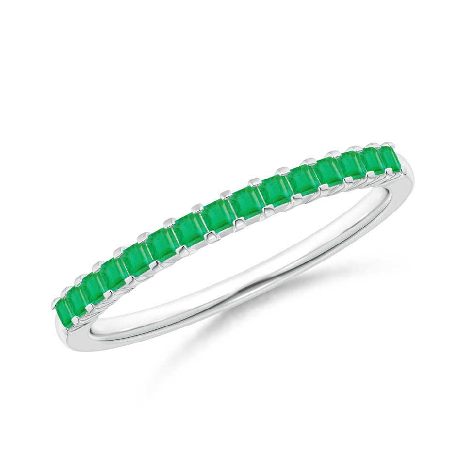 1.5mm A Square Emerald Semi Eternity Classic Wedding Ring in P950 Platinum 