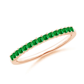 1.5mm AAA Square Emerald Semi Eternity Classic Wedding Ring in 9K Rose Gold