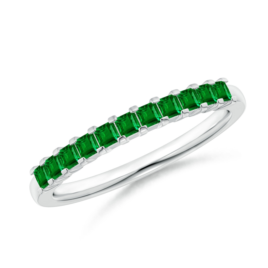1.9mm AAAA Square Emerald Semi Eternity Classic Wedding Ring in P950 Platinum 