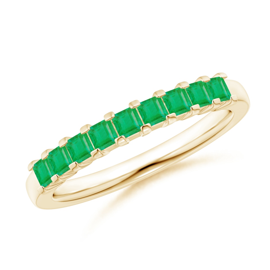 2.2mm A Square Emerald Semi Eternity Classic Wedding Ring in 18K Yellow Gold 