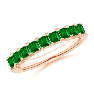 2.6mm AAAA Square Emerald Semi Eternity Classic Wedding Ring in Rose Gold