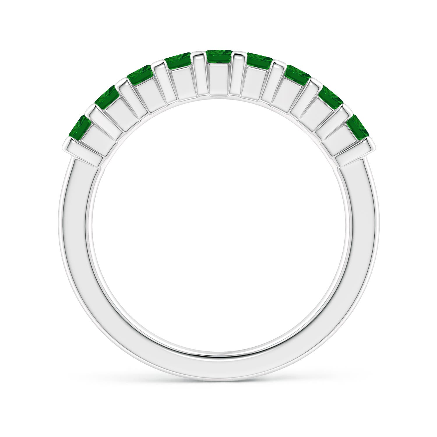 2.6mm AAAA Square Emerald Semi Eternity Classic Wedding Ring in White Gold