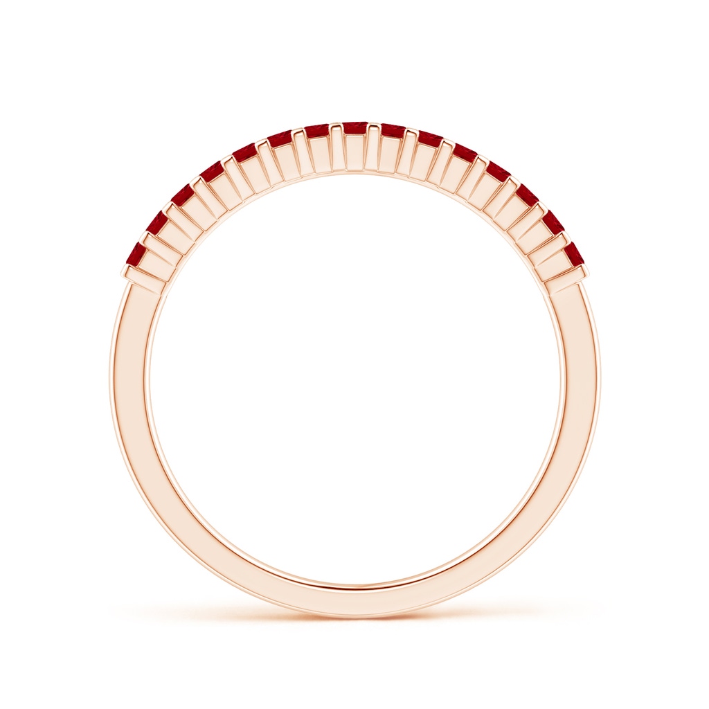 1.5mm AAAA Square Ruby Semi Eternity Classic Wedding Ring in Rose Gold - side 199