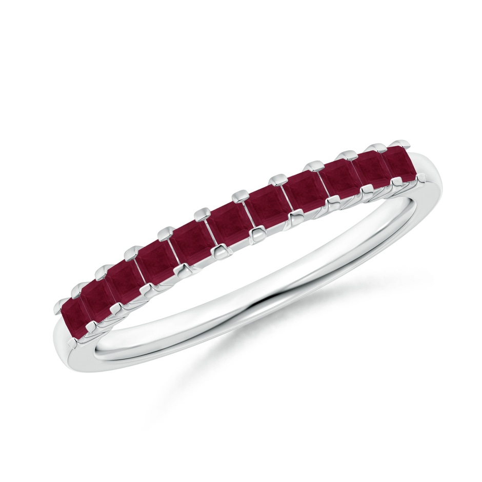 1.9mm A Square Ruby Semi Eternity Classic Wedding Ring in P950 Platinum 