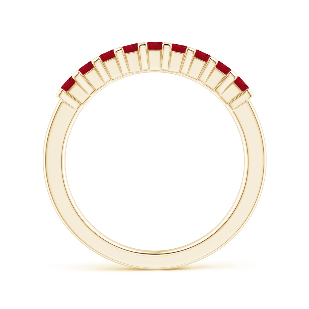 2.2mm AAA Square Ruby Semi Eternity Classic Wedding Ring in Yellow Gold - side 199