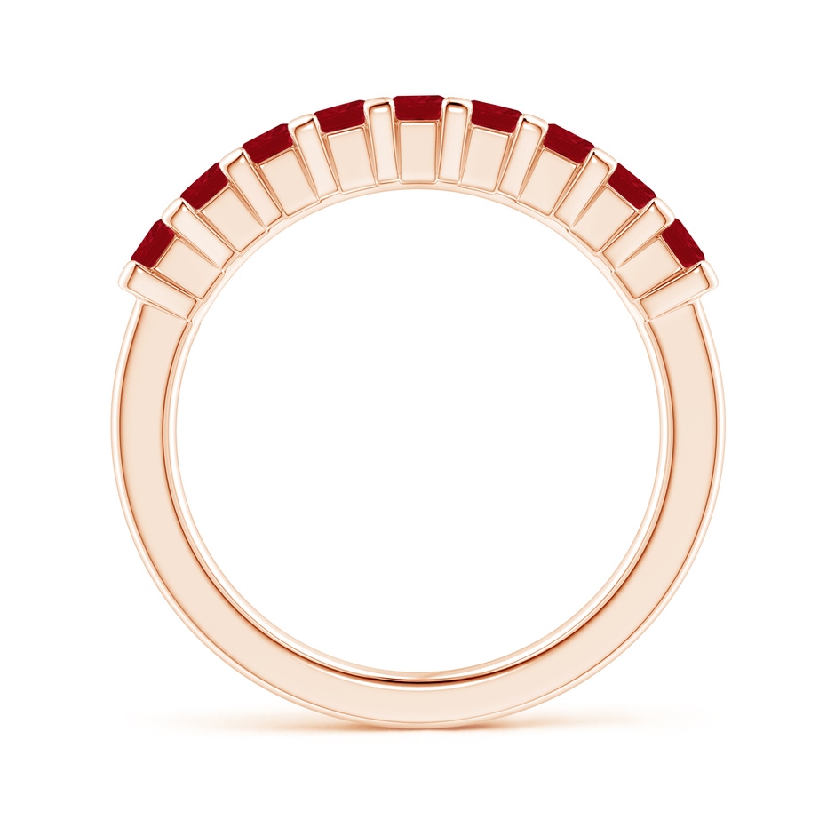 2.6mm AA Square Ruby Semi Eternity Classic Wedding Ring in 18K Rose Gold side 199