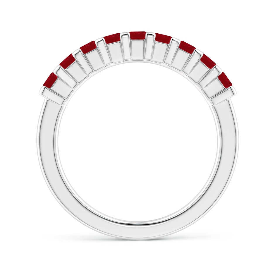 2.6mm AA Square Ruby Semi Eternity Classic Wedding Ring in 18K White Gold side 199