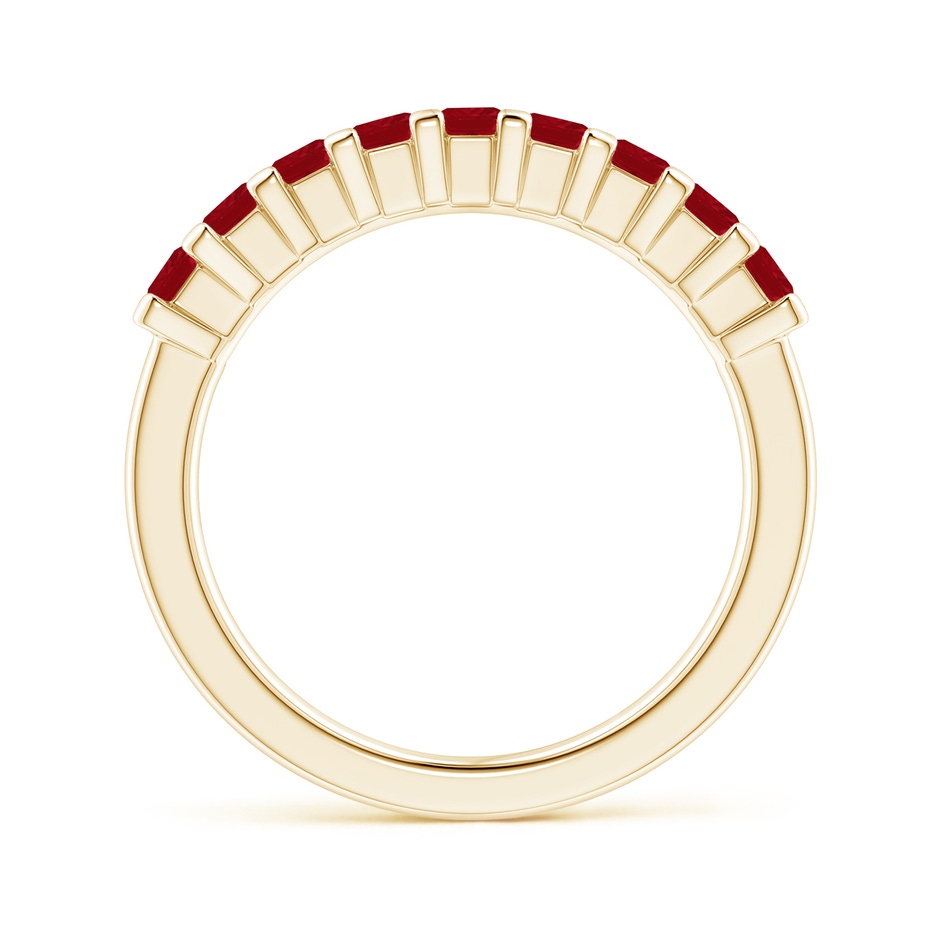 2.6mm AA Square Ruby Semi Eternity Classic Wedding Ring in Yellow Gold side 199