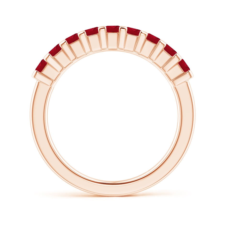 2.6mm AAA Square Ruby Semi Eternity Classic Wedding Ring in 18K Rose Gold side 199
