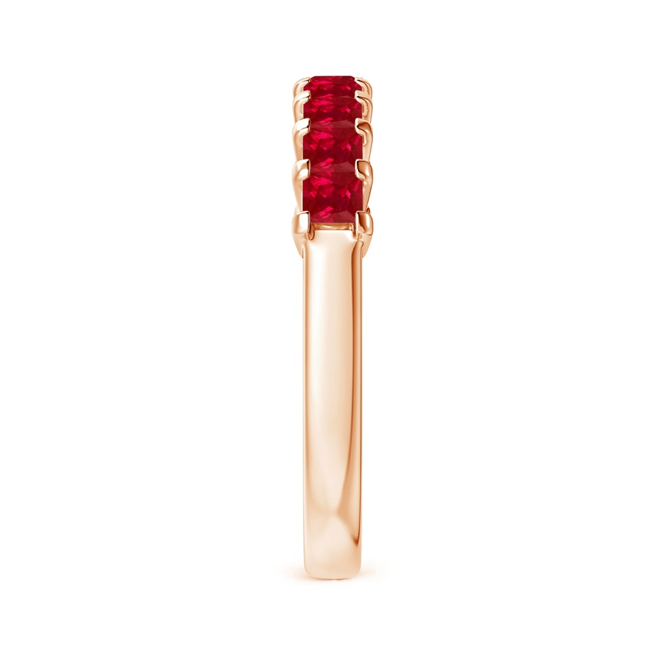 2.6mm AAA Square Ruby Semi Eternity Classic Wedding Ring in 18K Rose Gold side 299