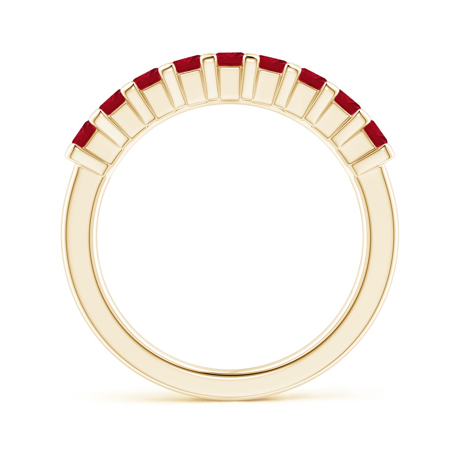 2.6mm AAA Square Ruby Semi Eternity Classic Wedding Ring in Yellow Gold side 199