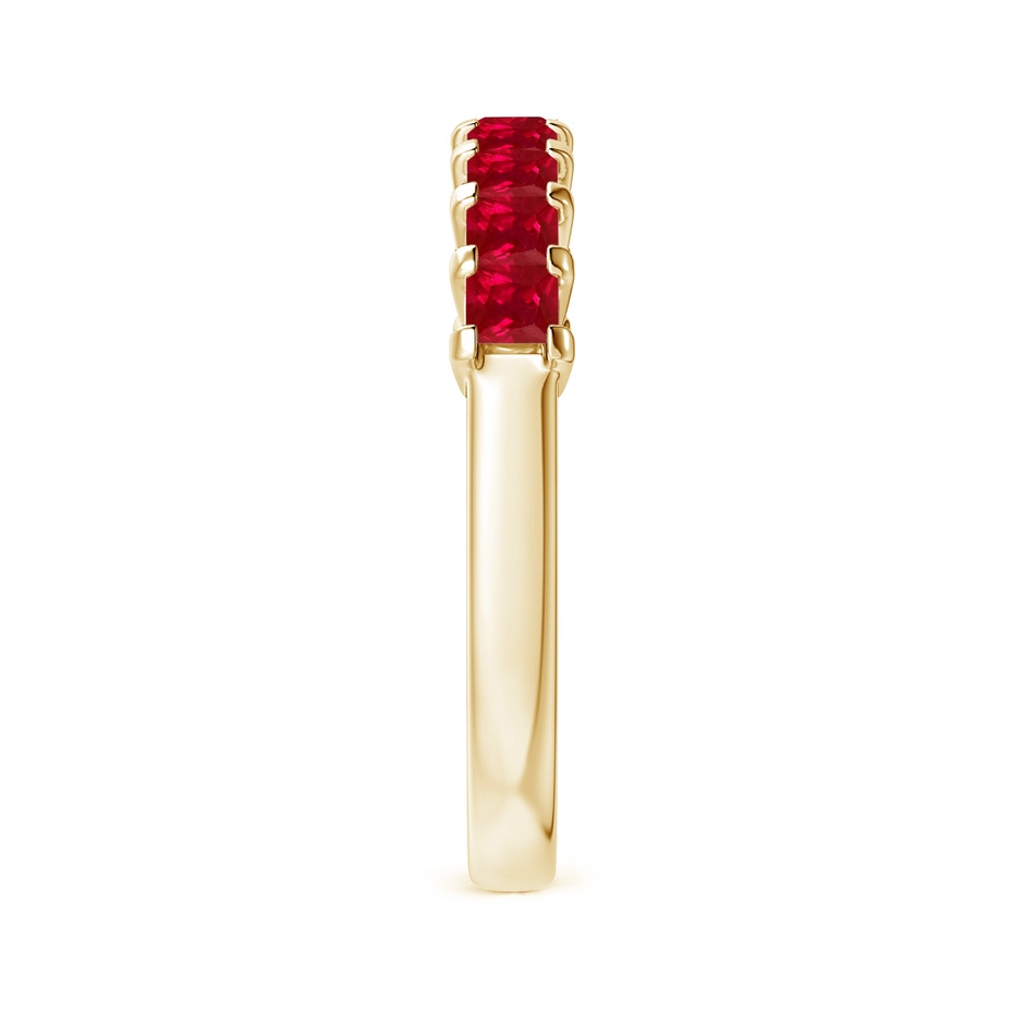 2.6mm AAA Square Ruby Semi Eternity Classic Wedding Ring in Yellow Gold side 299