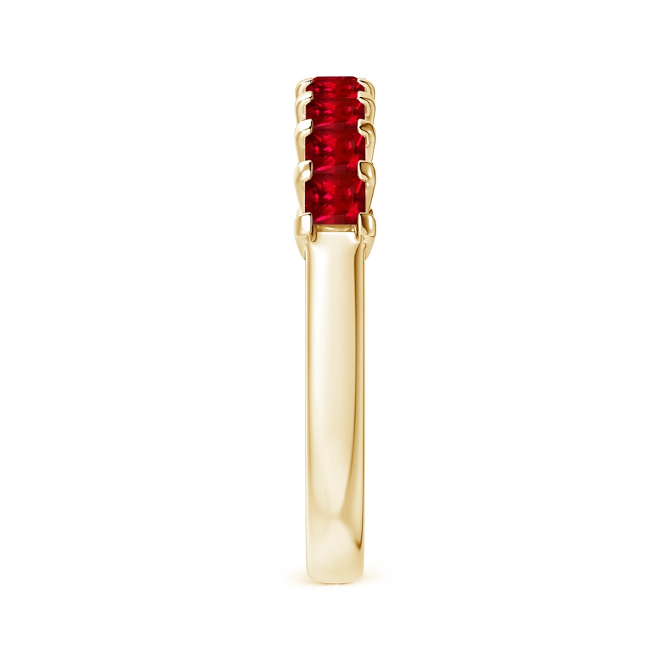 2.6mm AAAA Square Ruby Semi Eternity Classic Wedding Ring in 18K Yellow Gold side 299