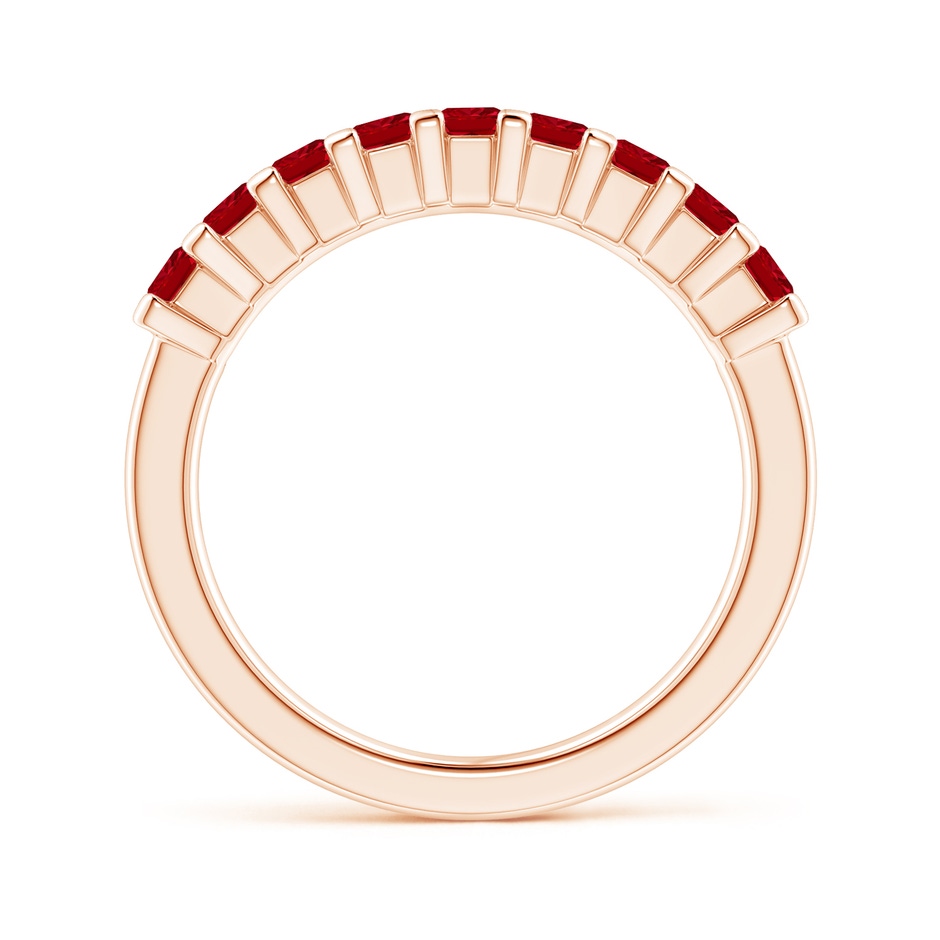 2.6mm AAAA Square Ruby Semi Eternity Classic Wedding Ring in Rose Gold side 199