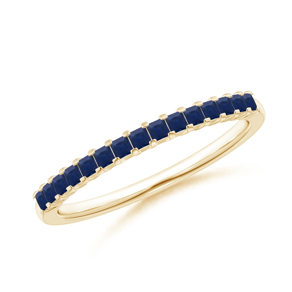 1.5mm A Square Blue Sapphire Semi Eternity Classic Wedding Ring in Yellow Gold 