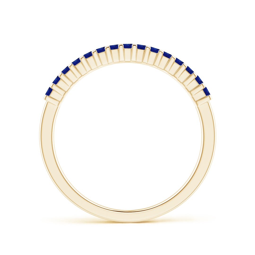 1.5mm AAAA Square Blue Sapphire Semi Eternity Classic Wedding Ring in Yellow Gold - side 3