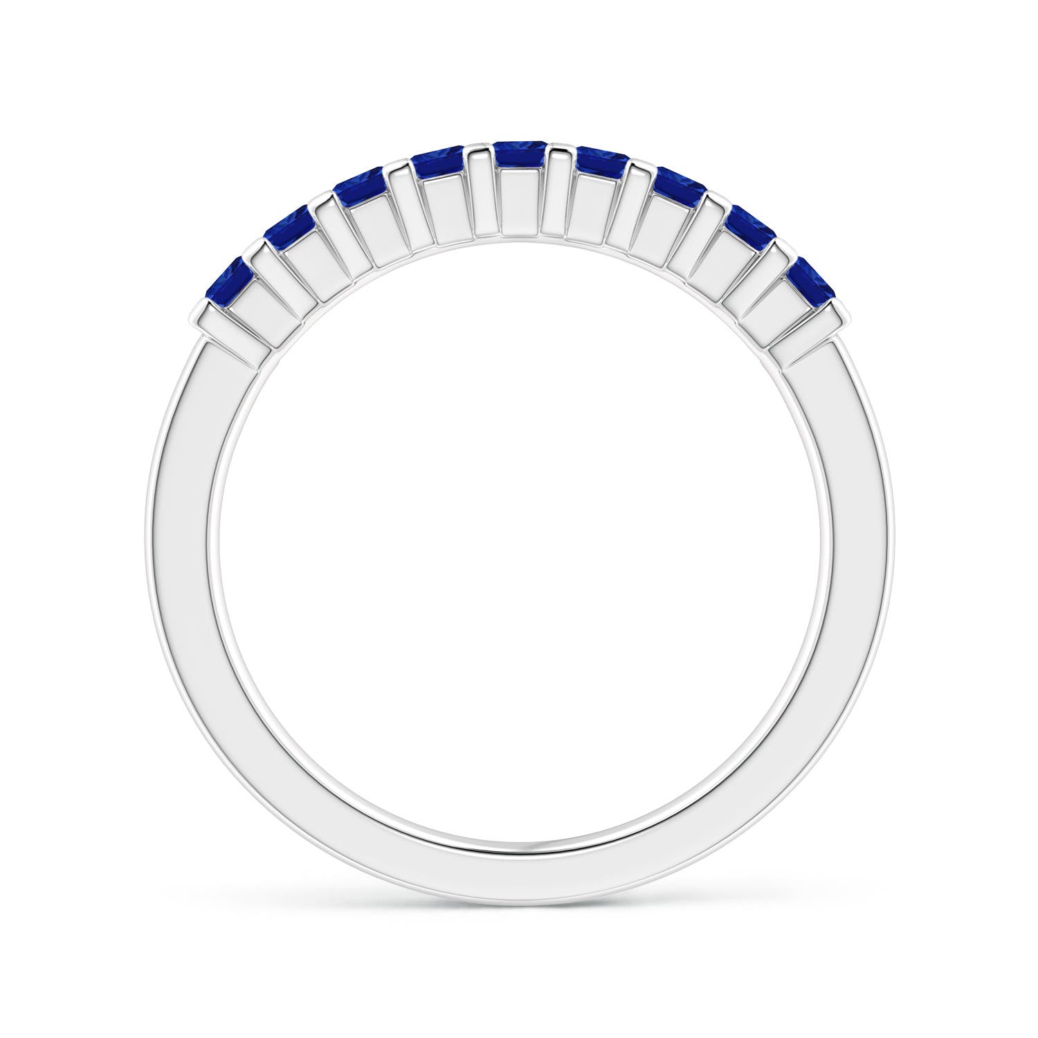 2.2mm AAAA Square Blue Sapphire Semi Eternity Classic Wedding Ring in 18CT White Gold - side 3