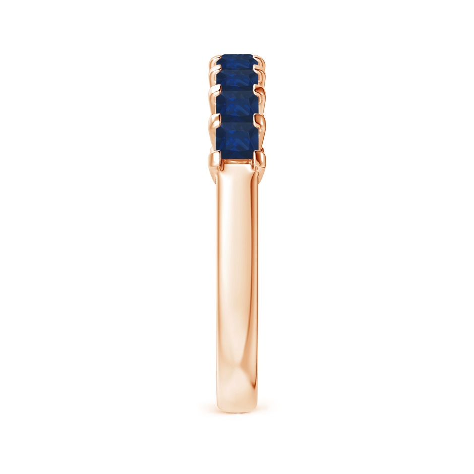 2.6mm AA Square Blue Sapphire Semi Eternity Classic Wedding Ring in 18K Rose Gold side 299