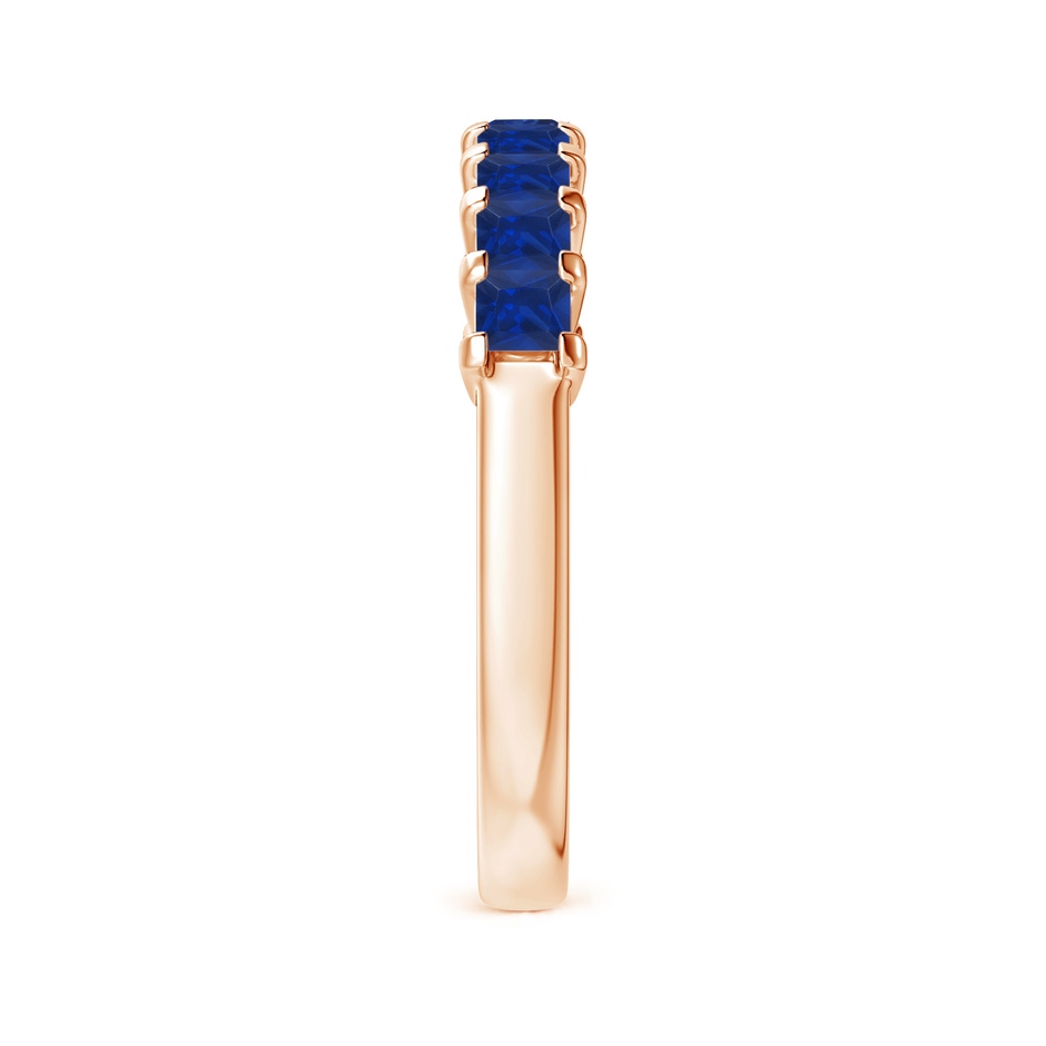 2.6mm AAA Square Blue Sapphire Semi Eternity Classic Wedding Ring in 18K Rose Gold side 299