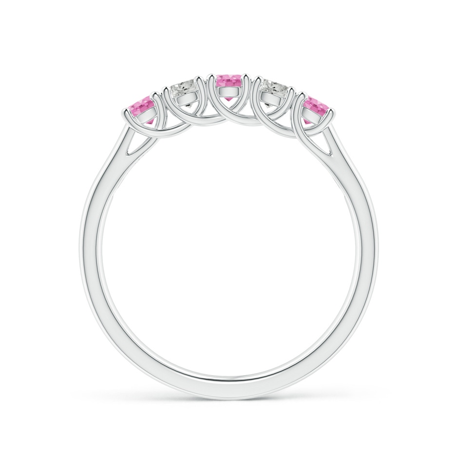 2.8mm A Half Eternity 5 Stone Pink Sapphire & Diamond Wedding Ring in White Gold side 199