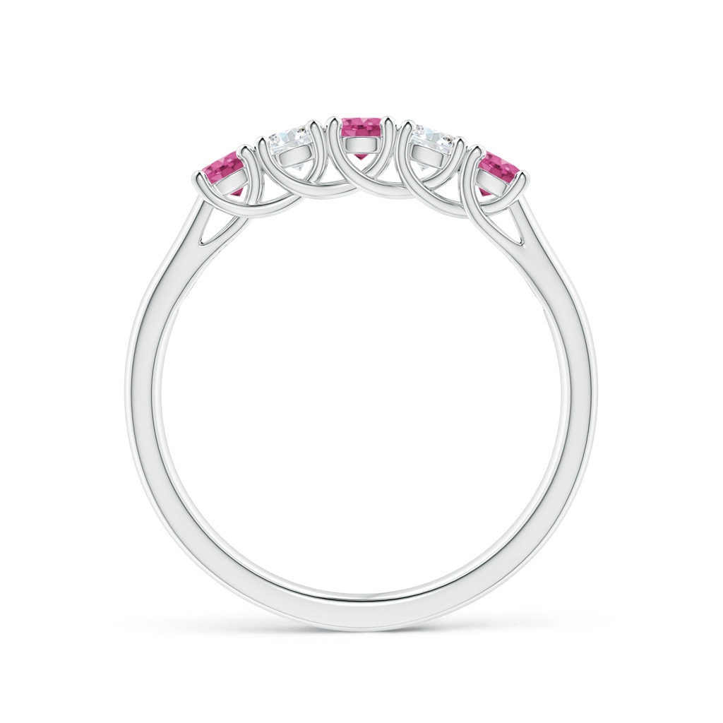 2.8mm AAAA Half Eternity 5 Stone Pink Sapphire & Diamond Wedding Ring in 18K White Gold - side 199