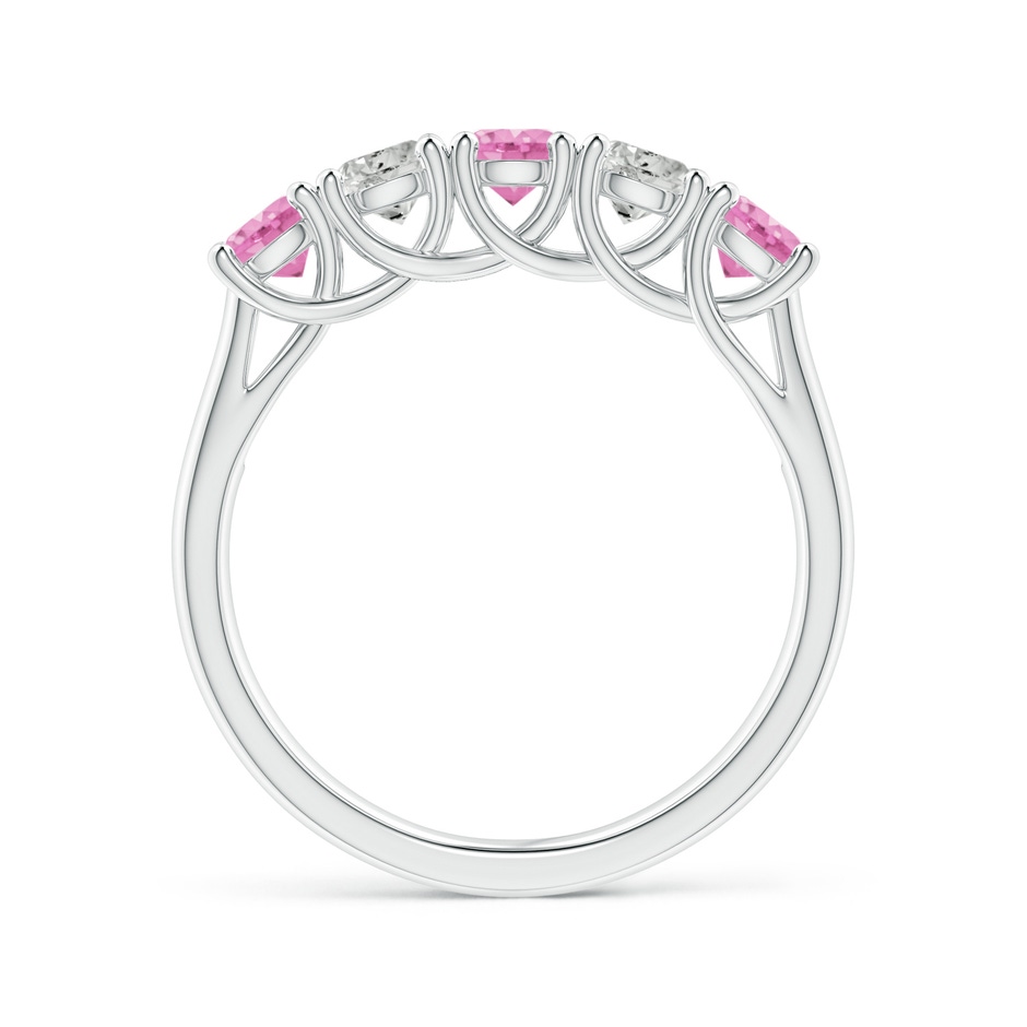 3.8mm A Half Eternity 5 Stone Pink Sapphire & Diamond Wedding Ring in White Gold side 199