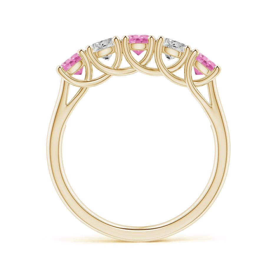 3.8mm A Half Eternity 5 Stone Pink Sapphire & Diamond Wedding Ring in Yellow Gold side 199