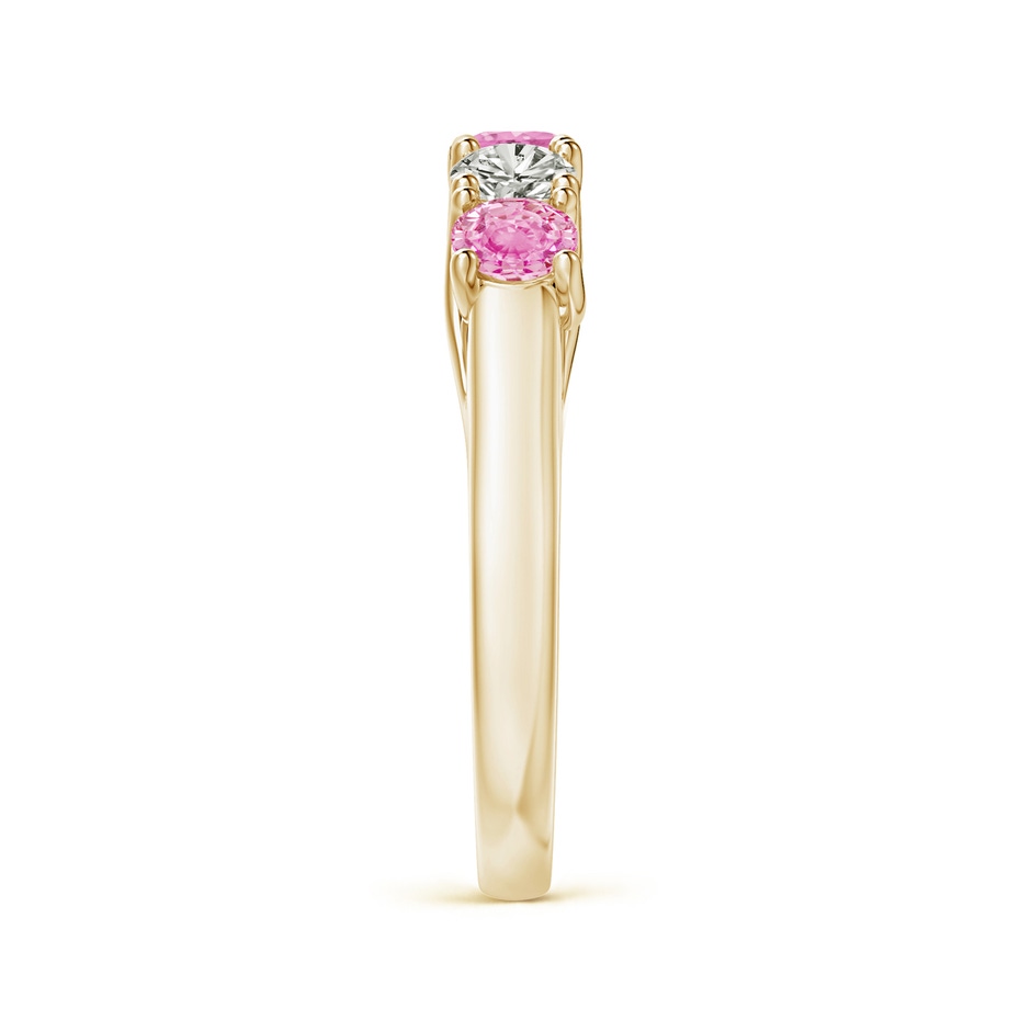 3.8mm A Half Eternity 5 Stone Pink Sapphire & Diamond Wedding Ring in Yellow Gold side 299