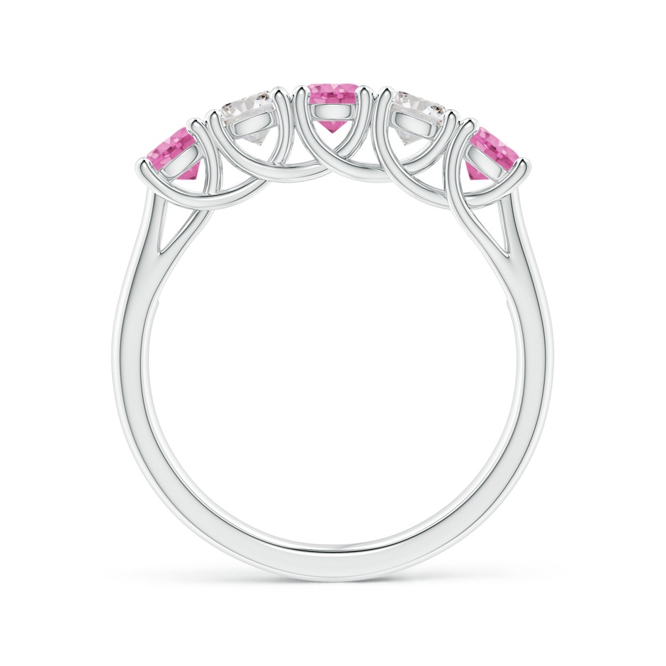 3.8mm AA Half Eternity 5 Stone Pink Sapphire & Diamond Wedding Ring in White Gold side 199