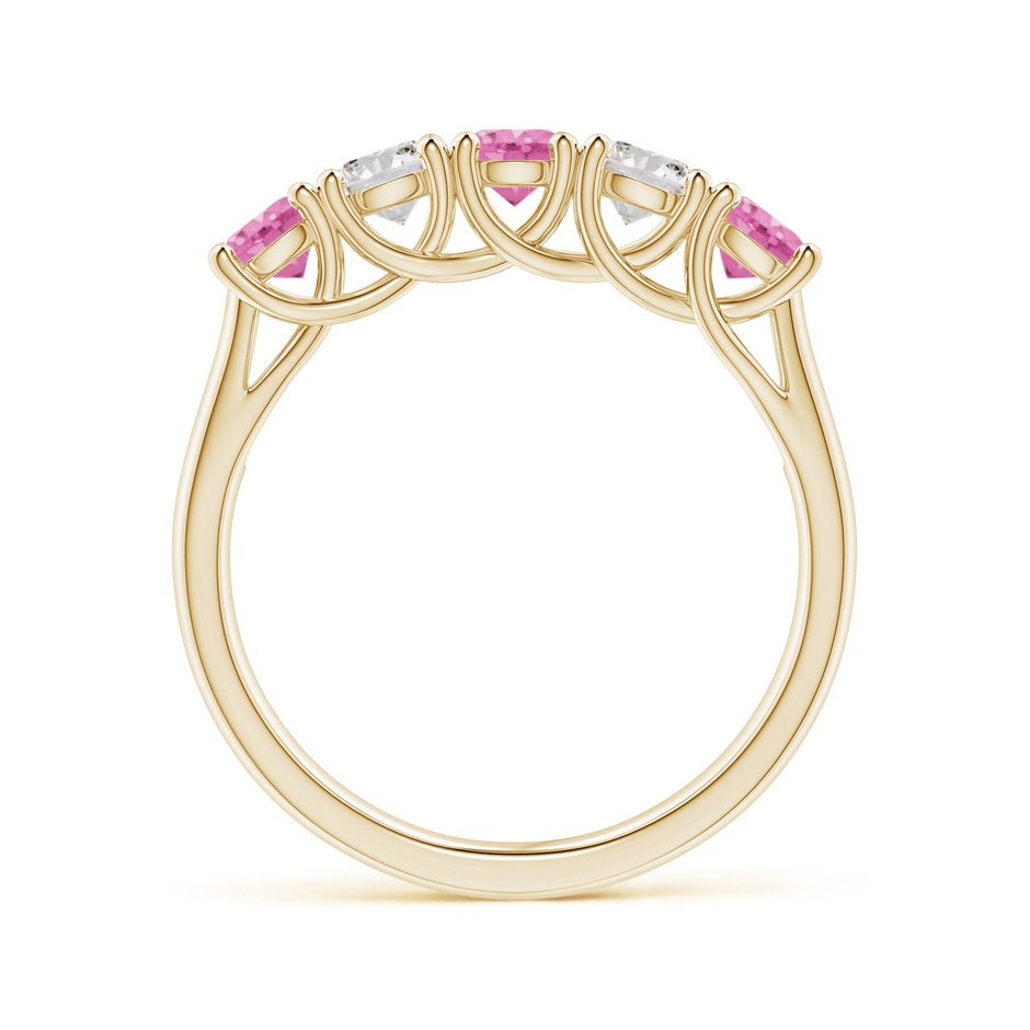 3.8mm AA Half Eternity 5 Stone Pink Sapphire & Diamond Wedding Ring in Yellow Gold side 199