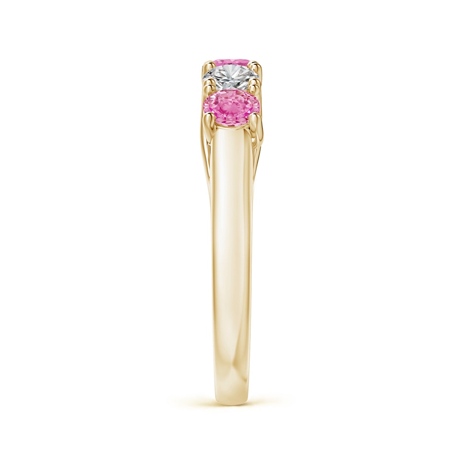3.8mm AA Half Eternity 5 Stone Pink Sapphire & Diamond Wedding Ring in Yellow Gold side 299
