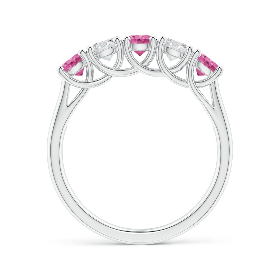 3.8mm AAA Half Eternity 5 Stone Pink Sapphire & Diamond Wedding Ring in White Gold side 199