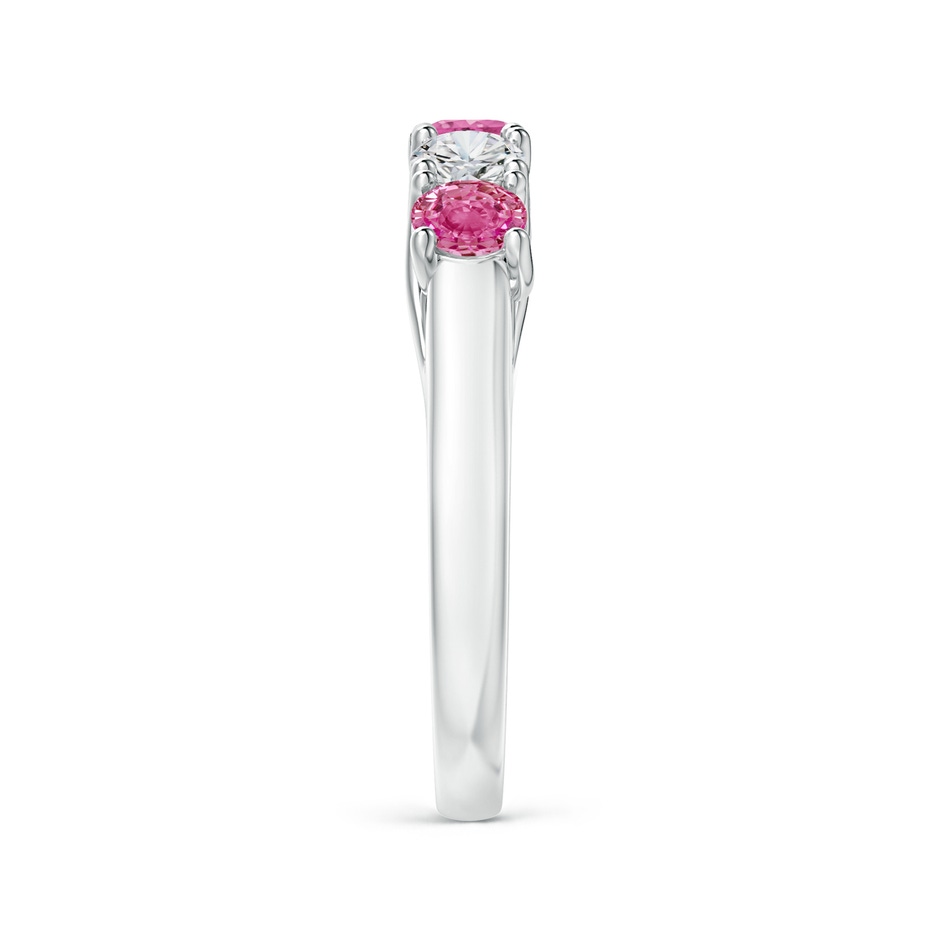 3.8mm AAA Half Eternity 5 Stone Pink Sapphire & Diamond Wedding Ring in White Gold side 299