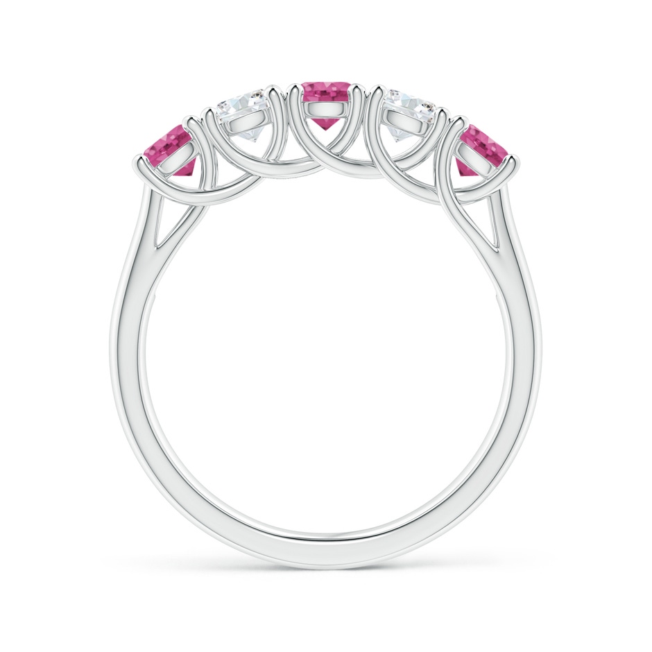 3.8mm AAAA Half Eternity 5 Stone Pink Sapphire & Diamond Wedding Ring in P950 Platinum side 199