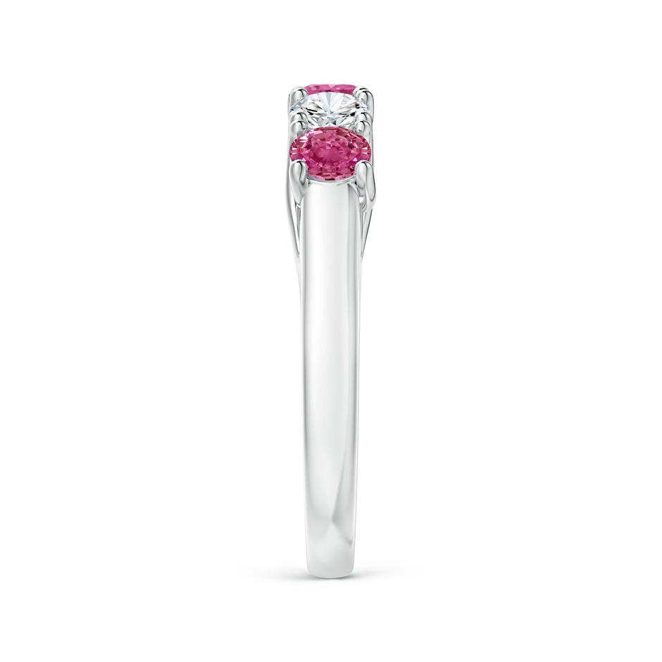 3.8mm AAAA Half Eternity 5 Stone Pink Sapphire & Diamond Wedding Ring in P950 Platinum side 299