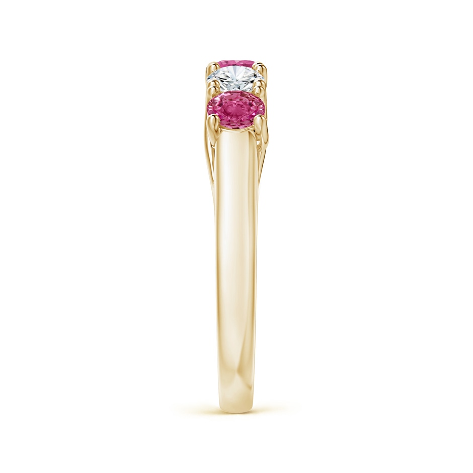 3.8mm AAAA Half Eternity 5 Stone Pink Sapphire & Diamond Wedding Ring in Yellow Gold side 299
