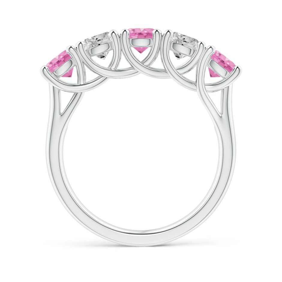 4.5mm A Half Eternity 5 Stone Pink Sapphire & Diamond Wedding Ring in White Gold side 199