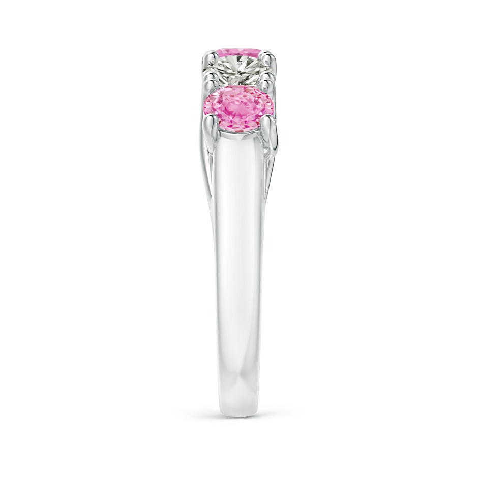 4.5mm A Half Eternity 5 Stone Pink Sapphire & Diamond Wedding Ring in White Gold side 299