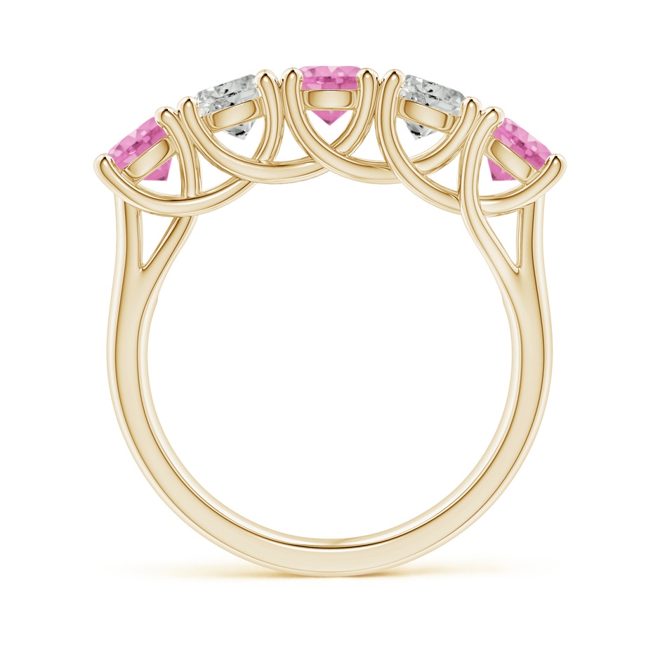 4.5mm A Half Eternity 5 Stone Pink Sapphire & Diamond Wedding Ring in Yellow Gold side 199
