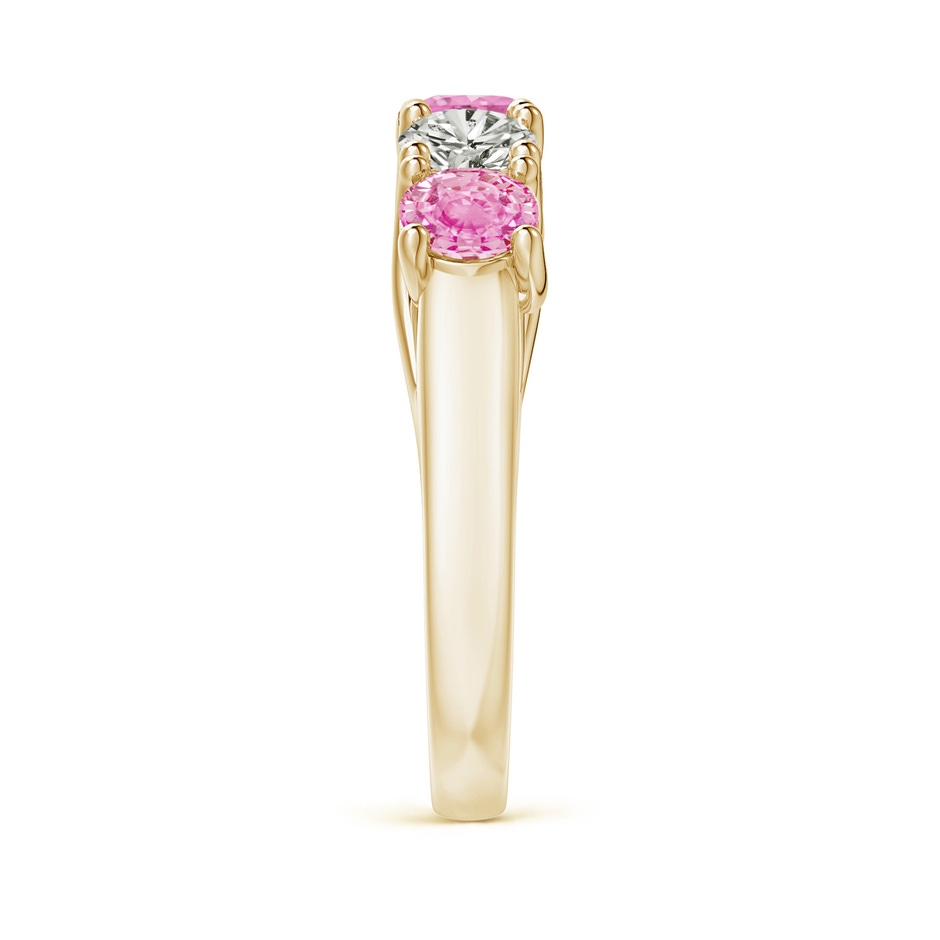 4.5mm A Half Eternity 5 Stone Pink Sapphire & Diamond Wedding Ring in Yellow Gold side 299