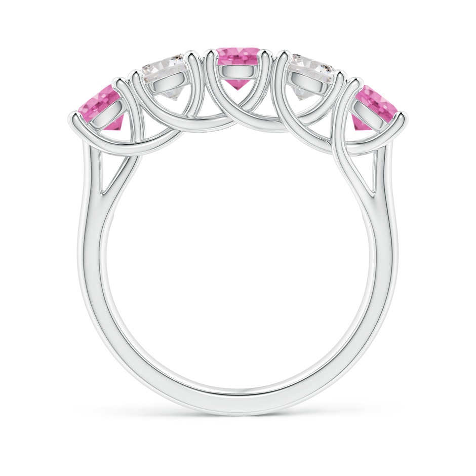 4.5mm AA Half Eternity 5 Stone Pink Sapphire & Diamond Wedding Ring in White Gold side 199