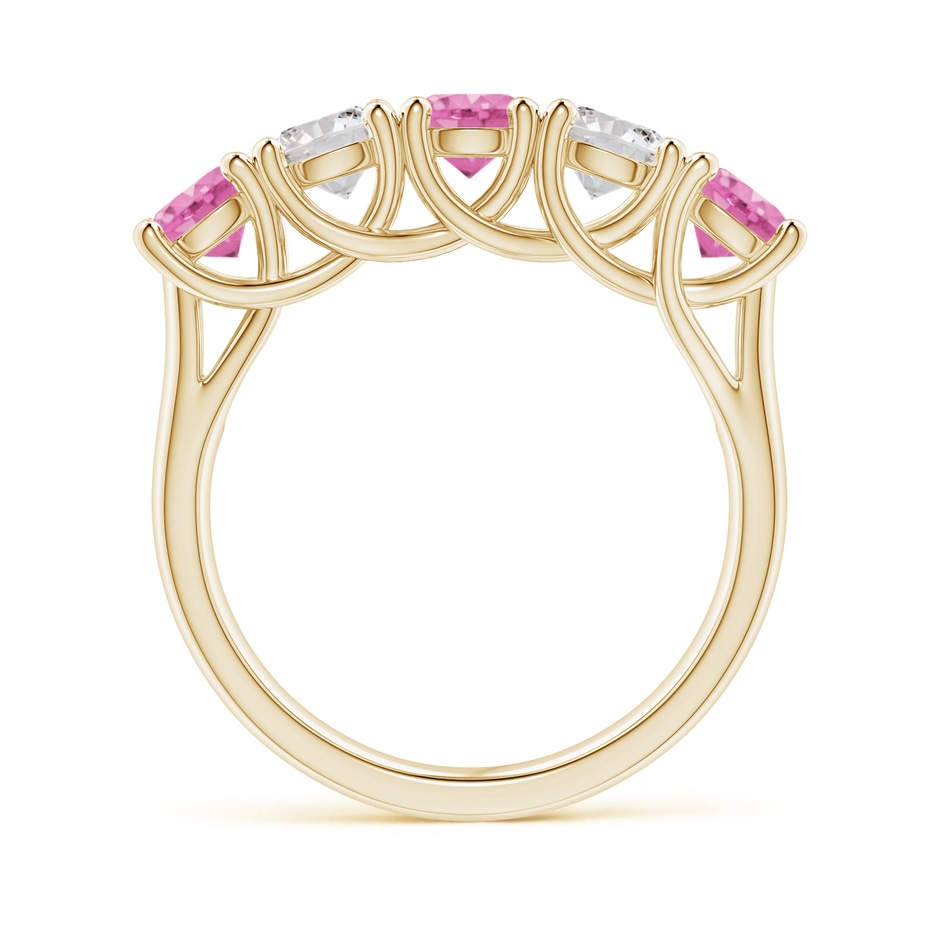 4.5mm AA Half Eternity 5 Stone Pink Sapphire & Diamond Wedding Ring in Yellow Gold side 199
