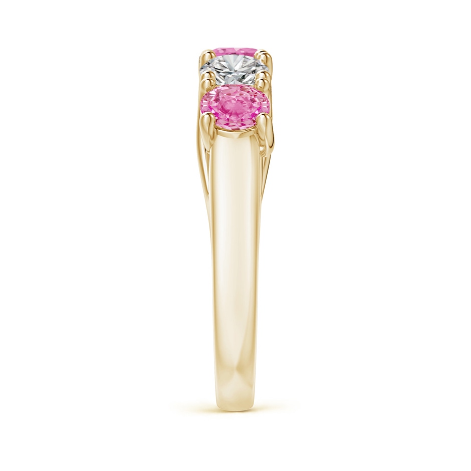 4.5mm AA Half Eternity 5 Stone Pink Sapphire & Diamond Wedding Ring in Yellow Gold side 299