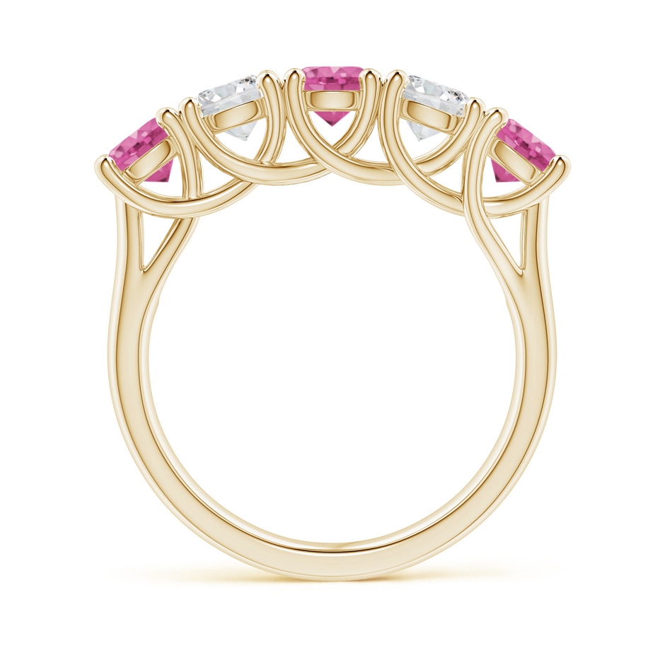4.5mm AAA Half Eternity 5 Stone Pink Sapphire & Diamond Wedding Ring in Yellow Gold side 199