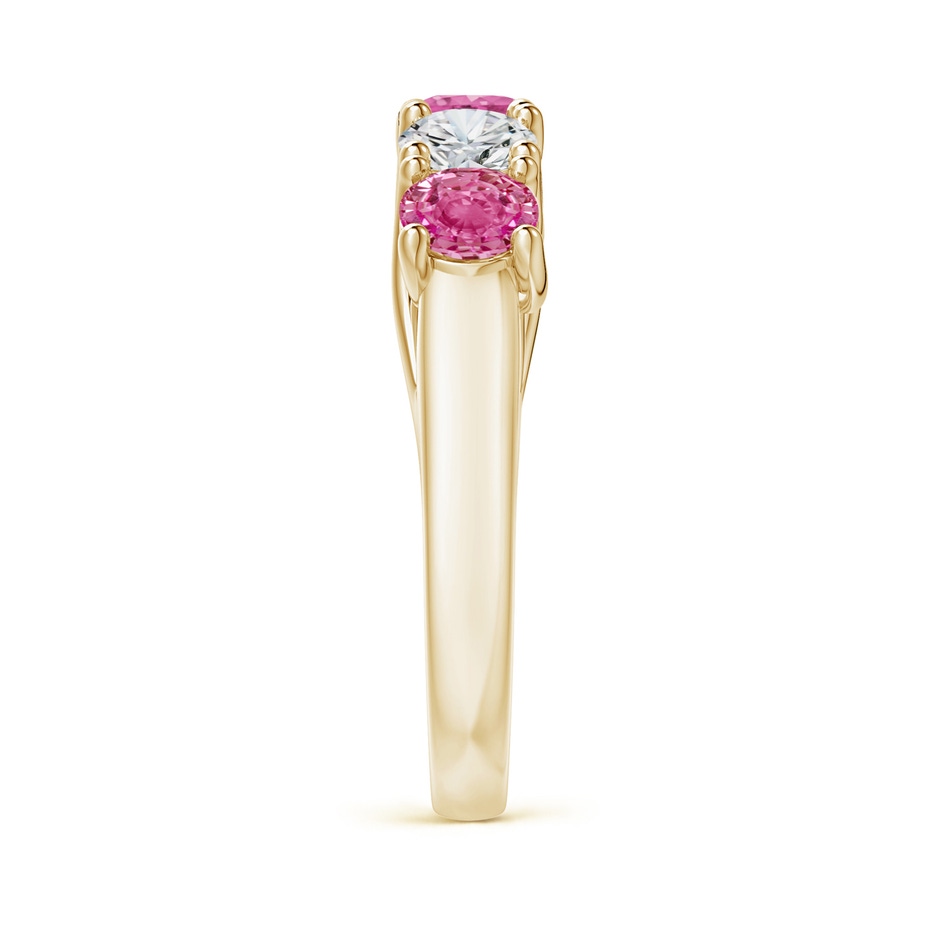 4.5mm AAA Half Eternity 5 Stone Pink Sapphire & Diamond Wedding Ring in Yellow Gold side 299